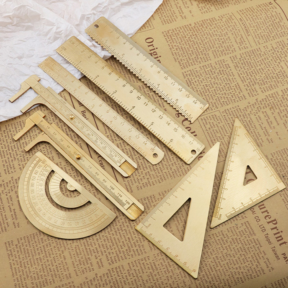 Vintage Brass Triangular Ruler - Travel Accessories Drawing ulasan dan harga
