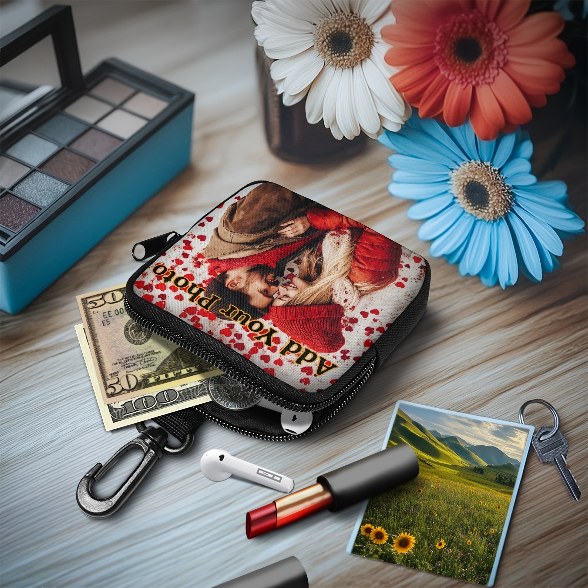 Custom Photo Coin Bag Mini Ear - Travel Accessories Pouch For Women ulasan dan harga
