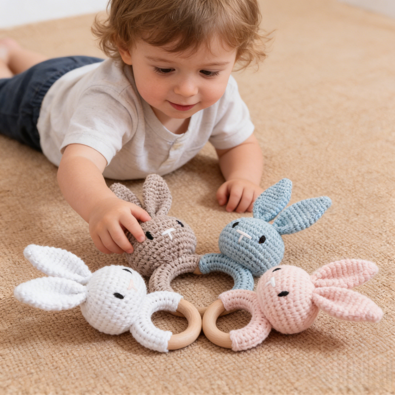 Wooden Baby Rattle Toy Handmad - Travel Accessories For 2 Year Old ulasan dan harga