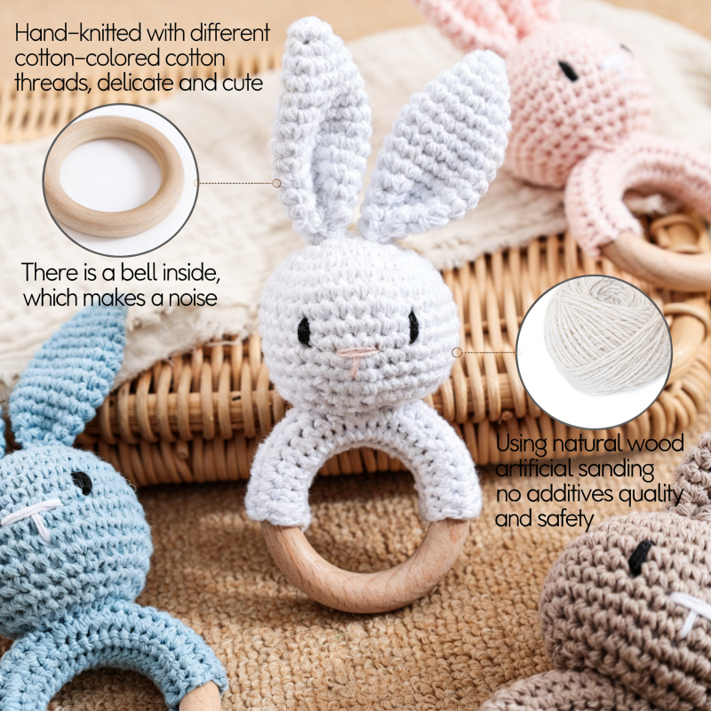 Wooden Baby Rattle Toy Handmad - Travel Accessories For 2 Year Old ulasan dan harga