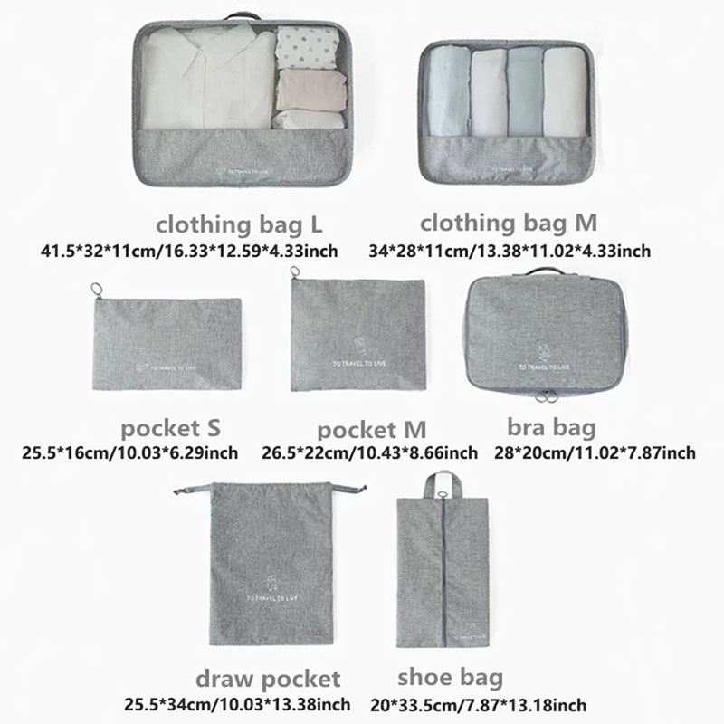 7 Piece Travel Packing Cubes S - Travel Accessories Pouch For Women ulasan dan harga