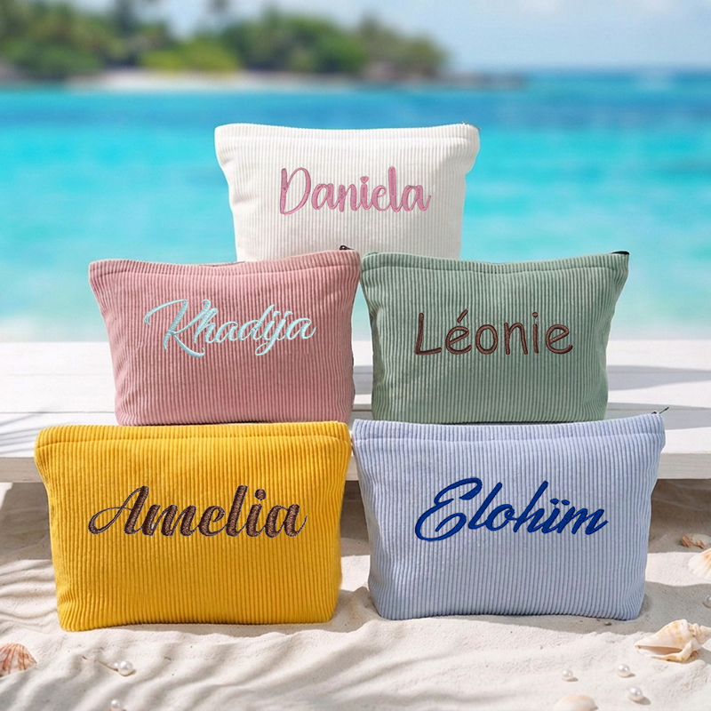 Custom Embroidered Corduroy Co - Travel Accessories Pouch For Women ulasan dan harga