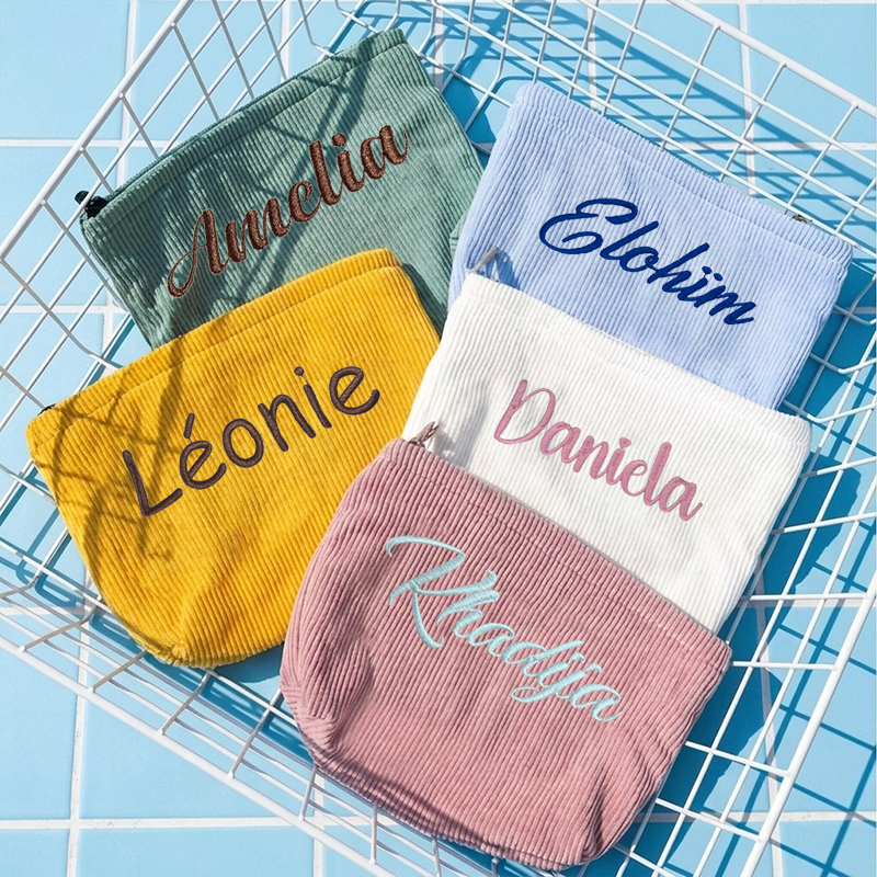 Custom Embroidered Corduroy Co - Travel Accessories Pouch For Women ulasan dan harga