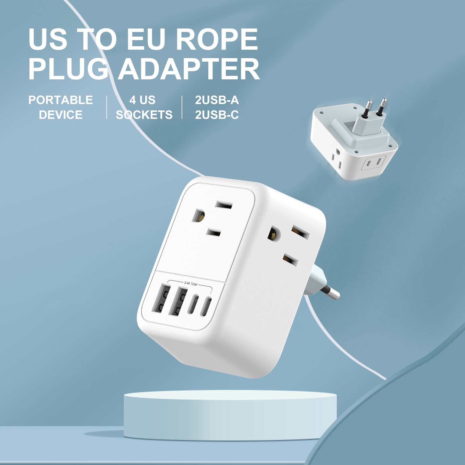 1PC US To EU Plug Adapter Euro - Travel Accessories Europe ulasan dan harga