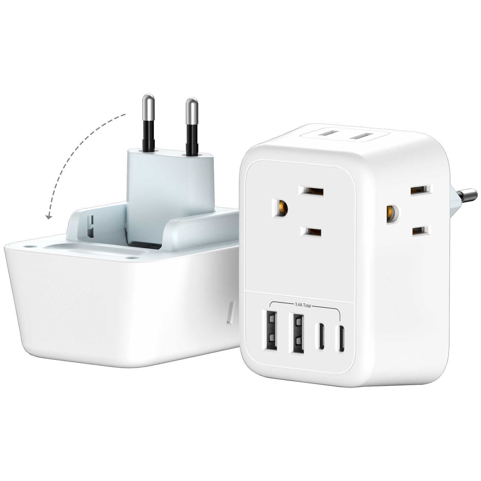 1PC US To EU Plug Adapter Euro - Travel Accessories Europe ulasan dan harga
