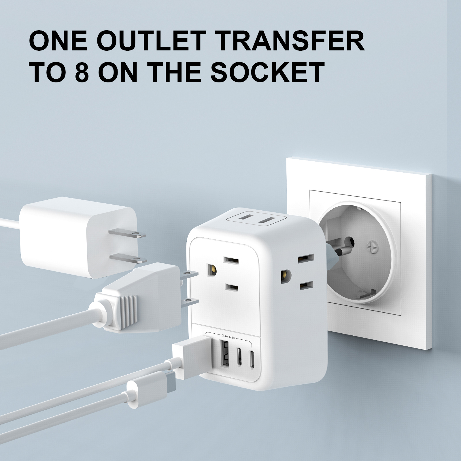 1PC US To EU Plug Adapter Euro - Travel Accessories Europe ulasan dan harga