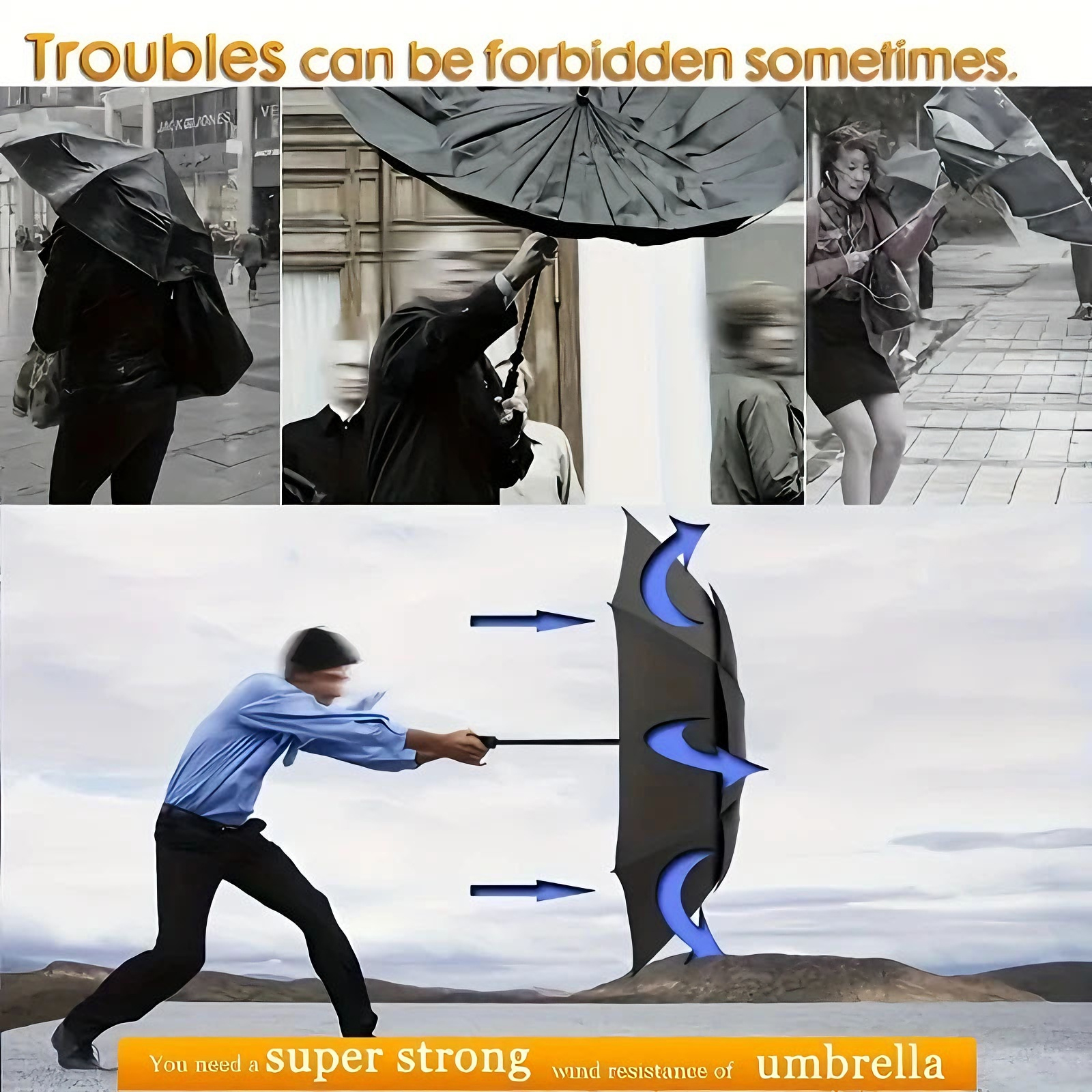 Double Strong Wind Resistant U - Travel Umbrella Compact ulasan dan harga