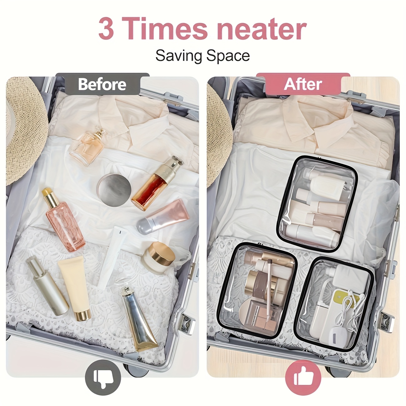 1PC Clear Makeup Bag Travel To - Toiletry Bag Tsa ulasan dan harga