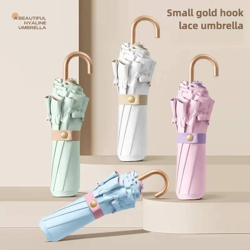 Solid Color Lace Folding Curve - Travel Umbrella Compact ulasan dan harga