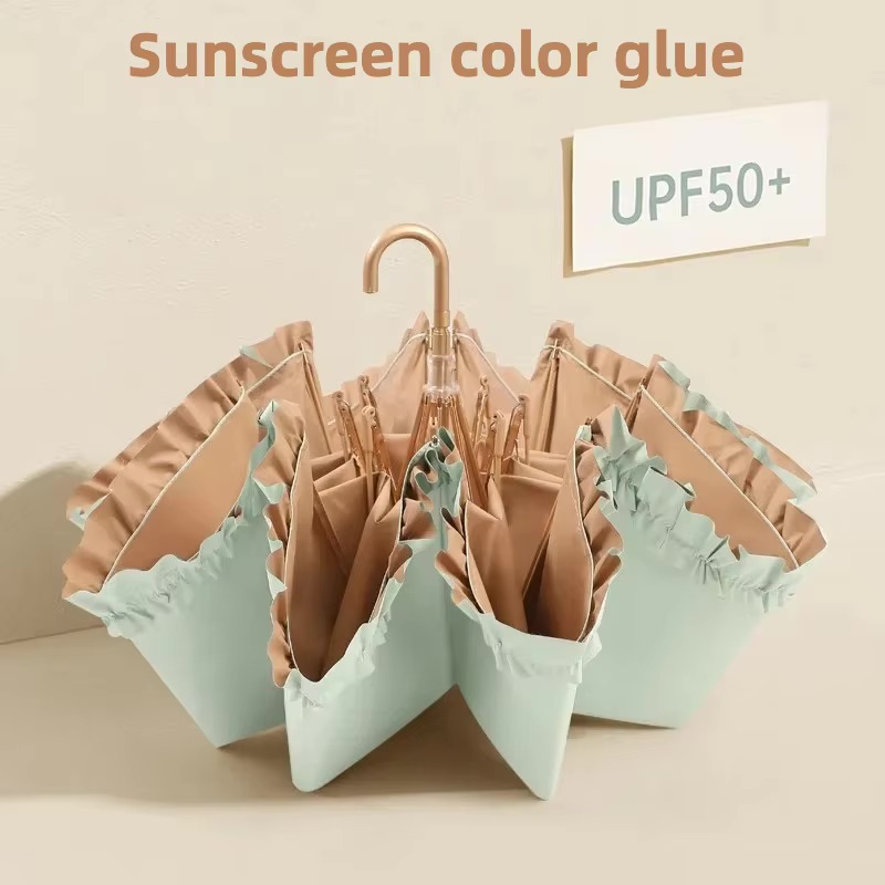 Solid Color Lace Folding Curve - Travel Umbrella Compact ulasan dan harga