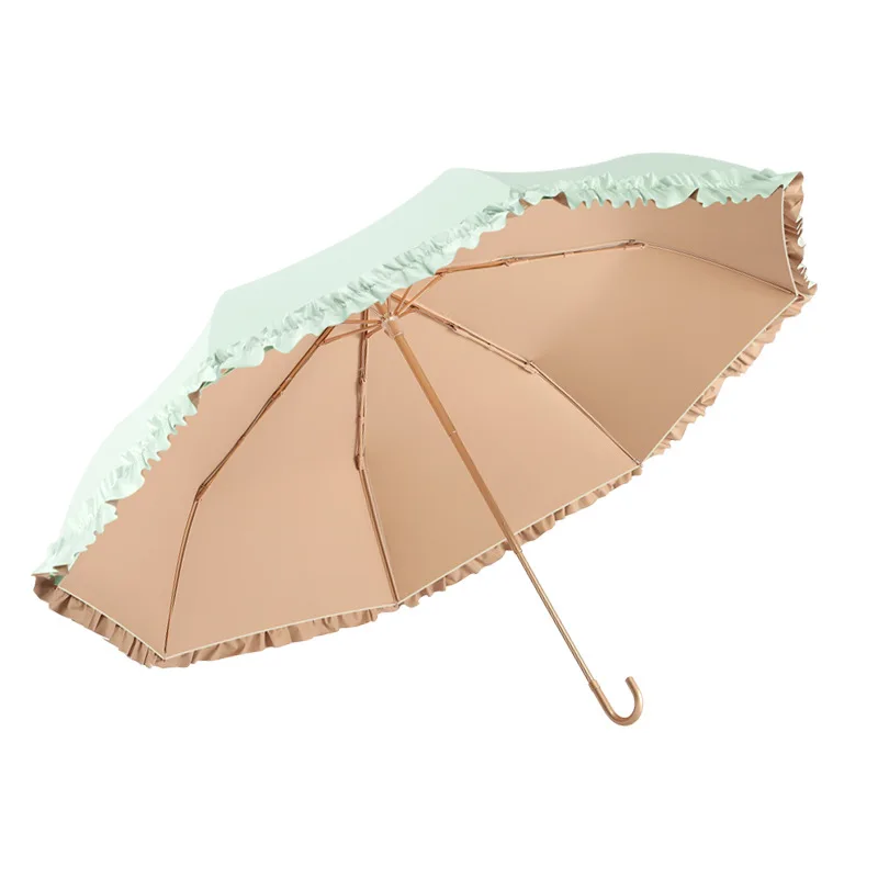 Solid Color Lace Folding Curve - Travel Umbrella Compact ulasan dan harga