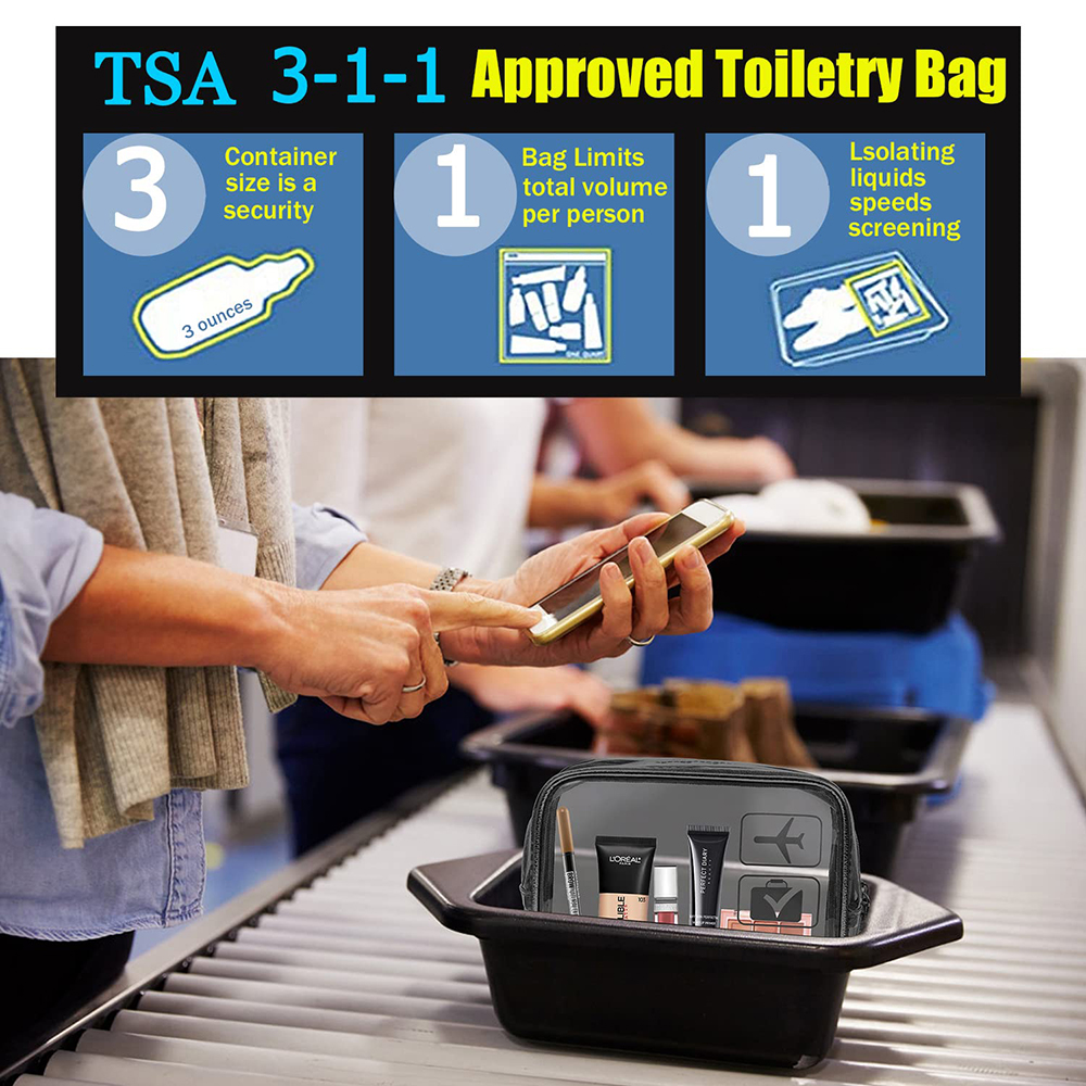 Cosmetic Pouch 3 Pcs Clear Toi - Toiletry Bag Tsa ulasan dan harga