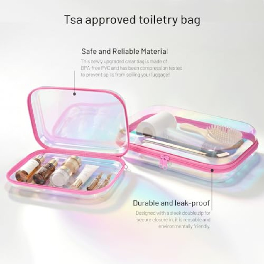 Clear Hard Shell Zipper Case,  - Toiletry Bag Tsa ulasan dan harga