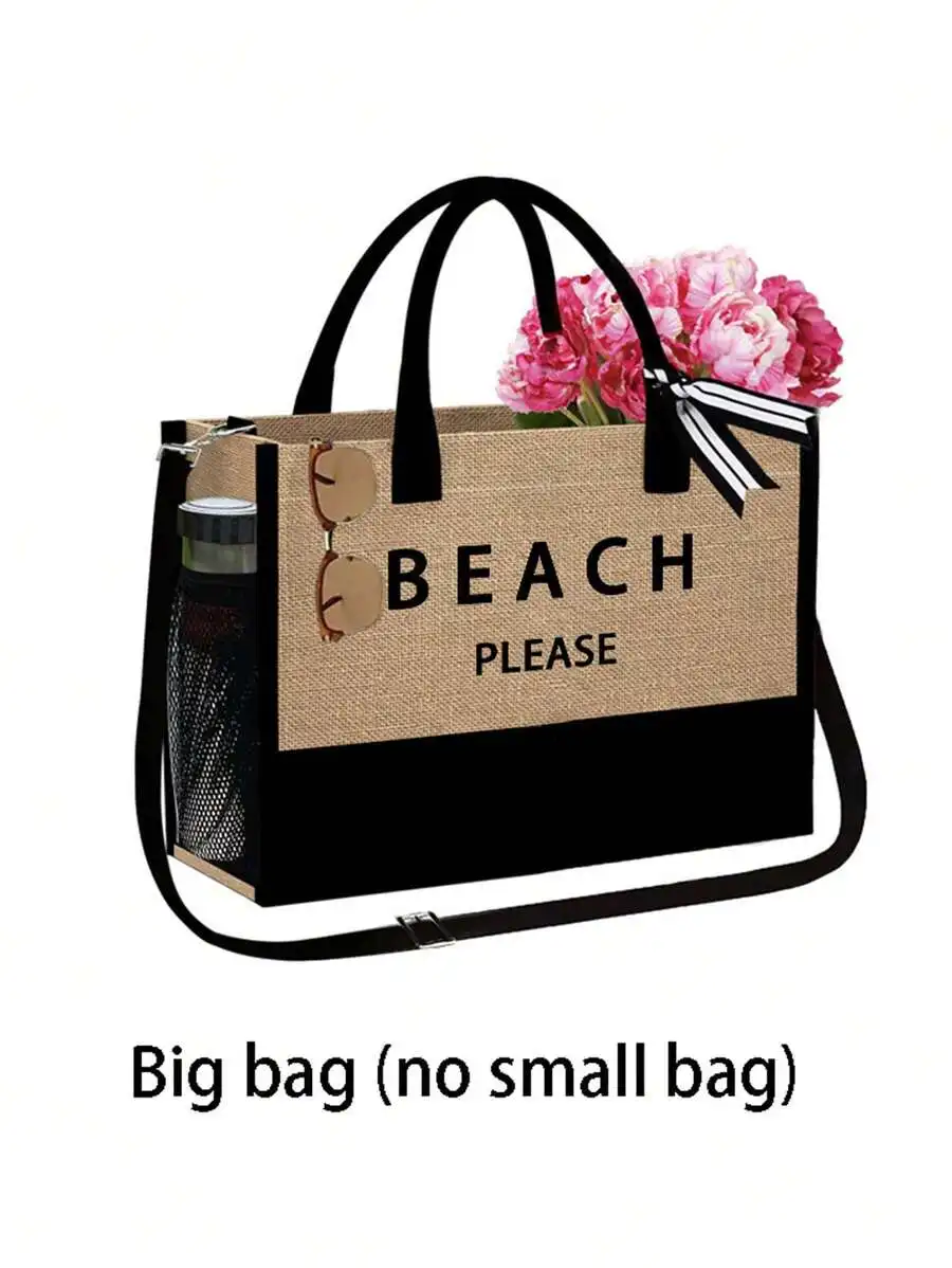 Beach Tote Bag Set With Cosmet - Travel Accessories Pouch For Women ulasan dan harga