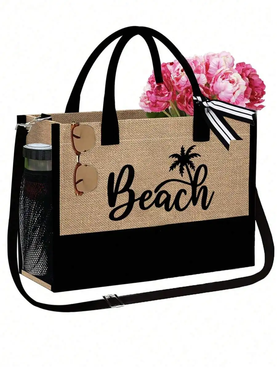 Beach Tote Bag Set With Cosmet - Travel Accessories Pouch For Women ulasan dan harga